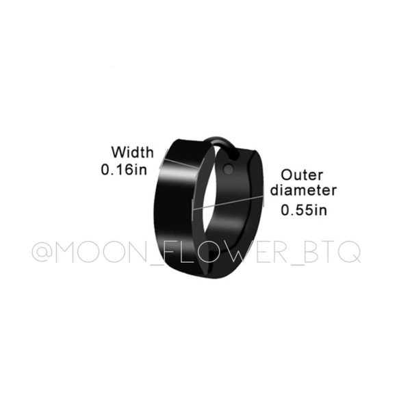 Black Hinged Huggie Hoop Earrings - Picture 6 of 6